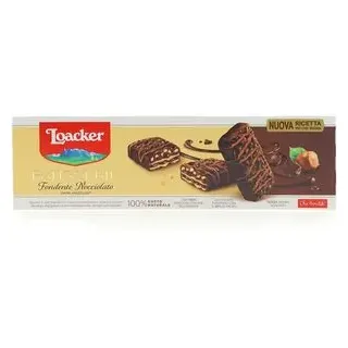 Loacker Waffeln Patisserie Dark Hazelnut, Waffelriegel, mit Schokoladencreme & Haselnüssen, 100 g