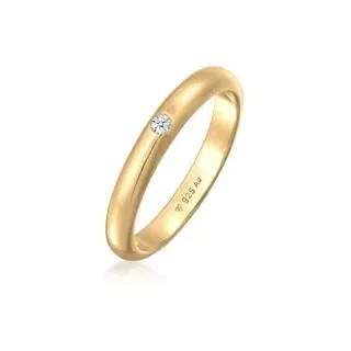 Elli Ringe - Ring 925 Sterling Silber Diamant ct 0.03 Verlobung - Gr. 52 MM - in Gold - für Damen