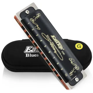 East Top Diatonische Blues Harmonica Mundharmonika 10 Löcher T008K Tonart G Mundharmonika Für professionelle Spieler, Anfänger, Studenten, Erwachsene, Kinder, als bestes Geschenk