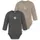 2er Pack Baby Merino Body Langarm Auckland in Anthrazit/Beige Gr 86