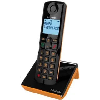 Alcatel S280 SOLO Schnurloses DECT-Telefon mit Anrufbeantworter und Freisprecheinrichtung Schwarz und Orange - Schwarz/Orange