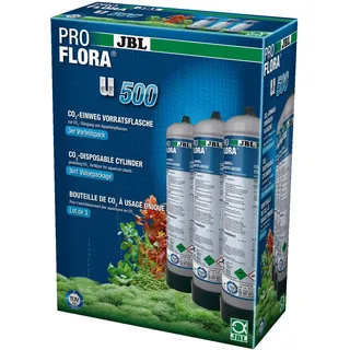 JBL ProFlora u500 2 (CO2 Vorratsflasche) 3 Stück, CO2-Kartusche, 500g, Aquarium Plant Care, CO2-Versorgung, Aquarienpflanzen