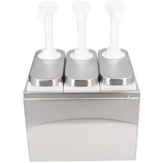 Edelstahl Soßenspender,Saucenspender Gastro Gastronomie Pumpspender Saucenspender Hotpot Pumper Saucenspender Druckpumpe für Küche Restaurant (3 Pumpen)