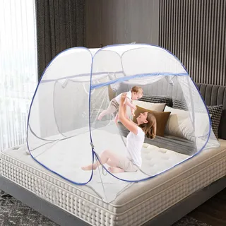 TESUGN Moskitonetz Bett, Faltbares Bett-Moskitonetz, Pop up Doppeltür Tragbare Moskitonetz Bett, Outdoor Reise-moskitonetz für Schlafzimmer, Camping, Outdoor, Picknick