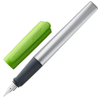 Lamy nexx lime Füller - Füllhalter mit rutschfestem Griff & polierter Stahlfeder in Strichbreite A - dreieckiges Gehäuse aus Aluminium - inkl. Tintenpatrone T 10 blau - Rechtshänder