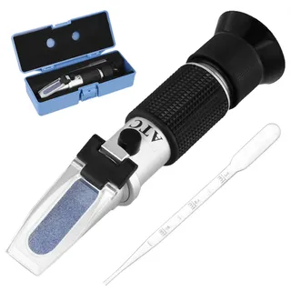 QWORK® 4-in-1 Frostschutz Refraktometer mit automatischer Temperaturkompensation für Frostschutzmittel + Batterieflüssigkeit + AdBlue (DEF) + Scheibenwaschflüssigkeit