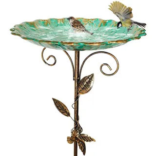 Vogeltränke Stehend Ø26CM Vogelbad für Draußen Garten Wassertränke für Wildvögel Vogel Futterstelle Vogelbecken Schüssel Dreiteiliges Design Leicht zu Zerlegen Höhe Nach Belieben Einstellen (Groß)