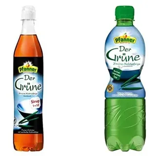 Pfanner Grüner Tee Sirup & Pfanner Der Grüne Zitrone-Kaktusfeige im Vorratspack – Direkt aufgebrühter grüner Tee mit Zitronensaft und Kaktusfeigensaft verfeinert (1x700 ml & 6 x 500 ml)