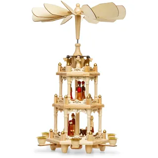 SIKORA P3 Klassische Holz Weihnachtspyramide mit 3 Etagen