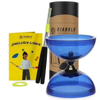 Diabolo Freizeitsport Diabolo Set Pro Clear (blau) mit kugelgelagerter Achse - LED-ready, UV reaktiv blau 125 MM