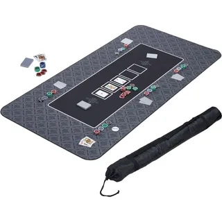 Relaxdays Pokermatte 180x90 Anthrazit,Weiß,Schwarz