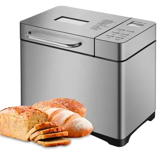 Brotbackautomat, 650W Brotbackautomaten Edelstahl, Brotbackmaschine 19 Programme 1000g Bread Maker für die Küche zu Hause, im Wohnwagen, beim Camping, Partys