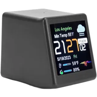 Elektronische Tischuhr Mit Lcd-digitalanzeige, Kalender, Temperatur- Und Wettervorhersage, Wlan-fähig, Schwarz.