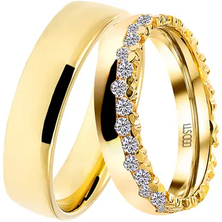 DOOSTI Trauring DOOSTI "Schmuck Geschenk Silber 925 Trauring Ehering Partnerring LIEBE" Gr. 48, gold (gelbgoldfarben), Fingerringe, Kinder, 48,mit Zirkonia, Silber 925 (Sterlingsilber), 5mm, Trauring, wahlweise mit oder ohne Zirkonia
