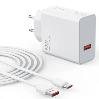 90W USB C Ladegerät Schnellladegerät für Xiaomi 15 Ultra 15 Pro 14T 14 Ultra, Turbo Hyper Charge Netzteil für Redmi Note 14 13 12 11 Poco X7 F7 X7 Pro X6 F6 Pad 7 mit 6A Ladekabel 1M