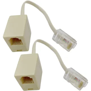HAWAKA 2ER-PACK RJ45-auf-RJ11-Adapterkabel - Inkl. Stecker- und Buchsen-Adapter für Telefon (RJ11 6P4C) auf Ethernet (RJ45 8P8C)