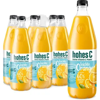 hohes C leichte Orange (6 x 1l), 60% Saft, Orangensaft, Vitamin C, ohne Zuckerzusatz laut Gesetz, vegan