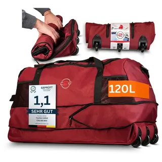 cocoono Große Reisetasche mit Rollen 120 L – Faltbare Rolltasche & Sporttasche XXL – leicht, robust & platzsparend – ideale Reisetasche zum Ziehen für Urlaub, Sport & Training