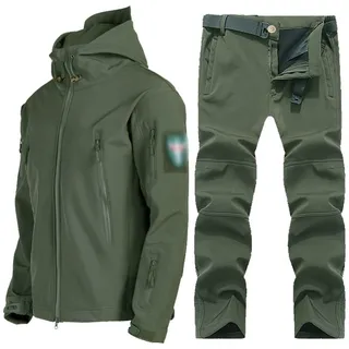 Yytcsjz Skianzüge für Herren, Mens Winter Outdoor Sport Plüsch und Dicken Ski Anzüge Set, Wasserdichte winddichte 2-teilige Skianzüge Set, für Schneesport, Winterskisport (Color : Green, Size : XL) - XL