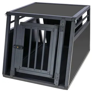 Kerbl Pet Alu-Transportbox Vacation, eintürig, Hundebox, Tierbox, Graphit, 77x55x50cm, Aluminium, Hunde, mit Anti-Rutsch-Teppich, einfache Reinigung