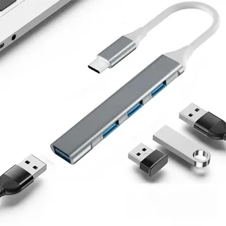USB C Hub,4 Port USB 3.0 Hub USB C Verteiler,Aluminiumgehäuse 4 Port Datenhub USB Hub,für iMac Pro, MacBook Air,Mac Mini/Pro,Surface Pro,Notebook... - Grau