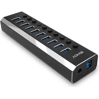 Lindy 43370 USB-Hub 10 Port USB 3.0 5 GBit/s Schwarz 43370