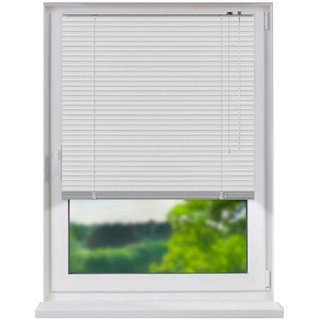 Fensterdecor Aluminium Jalousie 200 x 150 cm in Weiß I Jalousien Innen ohne Bohren zum Klemmen I Lamellen-Rollo für Sicht- und Sonnenschutz mit Wendestab I Standardmaße I Premium Qualität