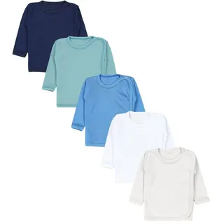 TupTam Unisex Baby Wickelshirt Langarm 5er Pack, Farbe: Hellbeige Weiß Dunkelgrün Jeans Dunkelblau, Größe: 56 - 56