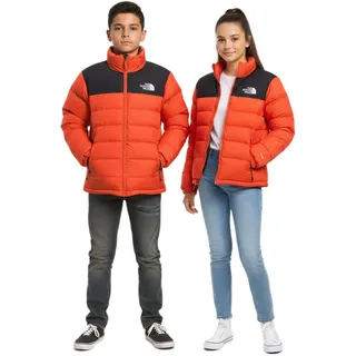 THE NORTH FACE Massif Daunenjacke Kinder Jungen Ski-Jacke Jugendliche wasserabweisende Schnee-Jacke Gänsedaunen NF0A827Z1W2 Orange/Schwarz - M
