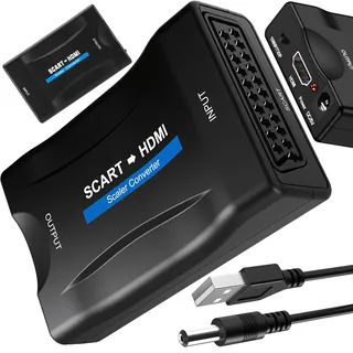 Retoo SCART auf HDMI Konverter, Adapter Video Audio Wandler 1080P HD für HDTV STB VHS Xbox PS3 Sky Blu-Ray DVD Player, für HDTV VHS, Unterstützt PAL, NTSC3.58. NTSC4,43