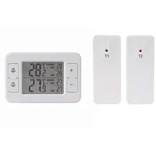 Jonikuper Kabelloses Thermometer mit 100 m Reichweite Funk-Thermometer für Innen- und Außenbereich und Dual-Sensor-Setup für drinnen und draußen