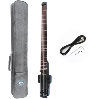 Batking Reise-Bassgitarre Elektrischer Headless Bass, 5 Saiten E-Bass mit Gigbag & Truss Road & Wire