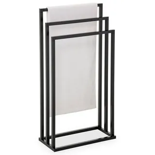 Idimex Handtuchhalter KUNO, schwarz lackiert - freistehender Badetuchhalter mit 3 Stangen, Handtuchständer aus Metall