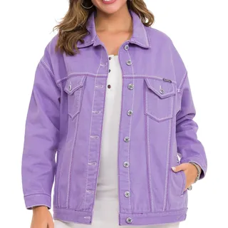 Cipo & Baxx Damen Jacke WJ211 Liliac – Klassische Jeansjacke im Modernen Casual Streetwear Look mit Knopfleiste & Brusttaschen – Vielseitige Übergangsjacke für Alltag & Freizeit - WJ211 Liliac L - L