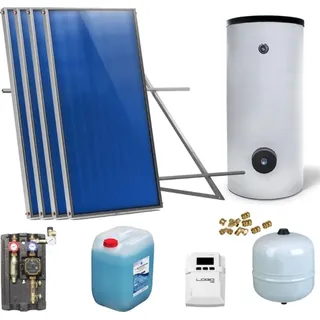 Sunex Solaranlage Solarpaket 4 Kollektoren Speicher Flachdach Flachkollektor Speicher