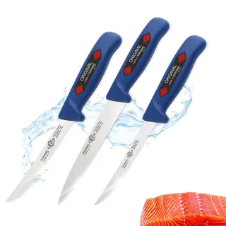 EIKASO | SOLINGEN Fischmesser Set 3 teilig perfekt geeignet für Anfänger, Profis und Fischliebhaber, Fischmesser mittelspitz, Filiermesser