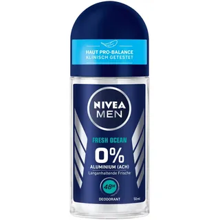 NIVEA MEN Fresh Ocean Deo Roll-On (50 ml), Deo ohne Aluminium (ACH) mit erfrischender Formel, Deodorant mit 48h Schutz pflegt die Haut