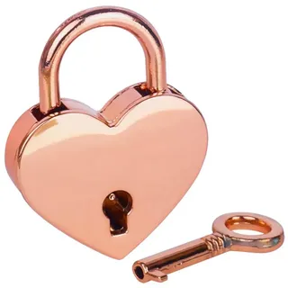 HMF Mini Deko Vorhängeschloss mit Schlüssel in Herzform 3,9 x 3 x 0,7 cm | Roségold