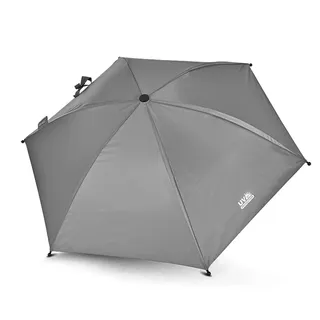 Lorelli Universal Sonnenschirm für Kinderwagen, Buggy Sonnenschutz, UV Schutz 50+, Biegsamer Schirm mit Universalhalterung für Rund- und Ovalrohre (Grau)