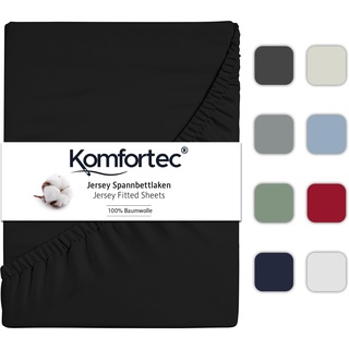 Komfortec Spannbettlaken Jersey 160 x 200 cm schwarz