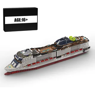 BlocteckToy MOC Klemmbausteine Kreuzfahrtschiff Modell, 7319 Teile MSC-fisrt-Grandiosa Aktives Italienisches Kreuzfahrtschiff Groß Schiff Set