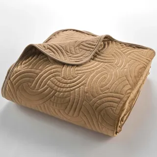 Douceur d'Intérieur Solange Tagesdecke, gesteppt (220 x 240 cm), Gelbbraun, einfarbig, Samt