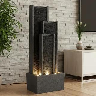 Gartenbrunnen BK903 Wasserwand 99 cm Standbrunnen Springbrunnen mit Beleuchtung Wasserfall Gartendeko Zimmerbrunnen