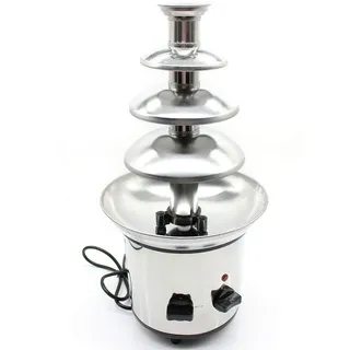 Schokoladenfontäne Schokobrunnen Groß 4 Etagen für Edelstahl Schokoladenbrunnen Elektrisch 170W Party Hochzeit Früchte Gebäck iefe Auffangschale Jede Schokolade Karamell mit Schmelz und Fließfunktion