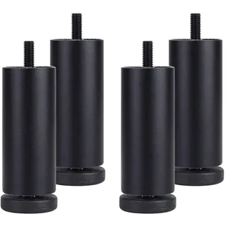 NURBAL Möbelfüße Verstellbar 4 Stück, Hochwertige Aluminium Möbelfüße, DIY rutschfest/Abriebfest Füße für möbel, für Tischfuß Couchfüße Bettfüße 12cm/4.7in schwarz
