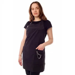 STM Company Kittelschürze Schürze mit Kette, Friseurschürze, (mit Taschen, für Friseure, Kosmetikerinnen, Küche), Arbeitskleidung & Berufsbekleidung schwarz