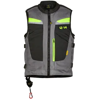 Motoairbag MAB v4 Airbag Weste, schwarz-grau-gelb, Größe 2XL 3XL für Männer