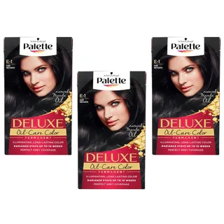 3x Schwarzkopf Poly Palette Deluxe Creme Coloration "E-1 Dunkler Meteorit" NEU