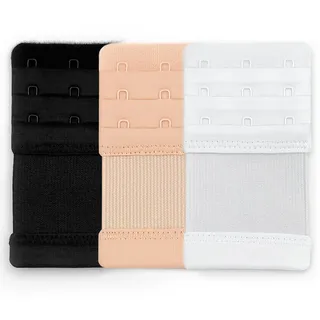 YISCOKO BH verlängerung verlängerung 3 Haken,BH erweiterung 3 Haken Haut, Weiß, Schwarz (3 Stück).