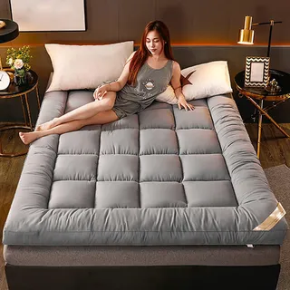 CARXB Klappmatratze Futon Matratze Bodenmatratze Gepolsterte Japanische Tatami Gesteppte Bett Dicke Faltmatratze Schlafmatte Rollmatratze Bodenliege Gästematratze Gästebett Klappbar 120x200cm Grau
